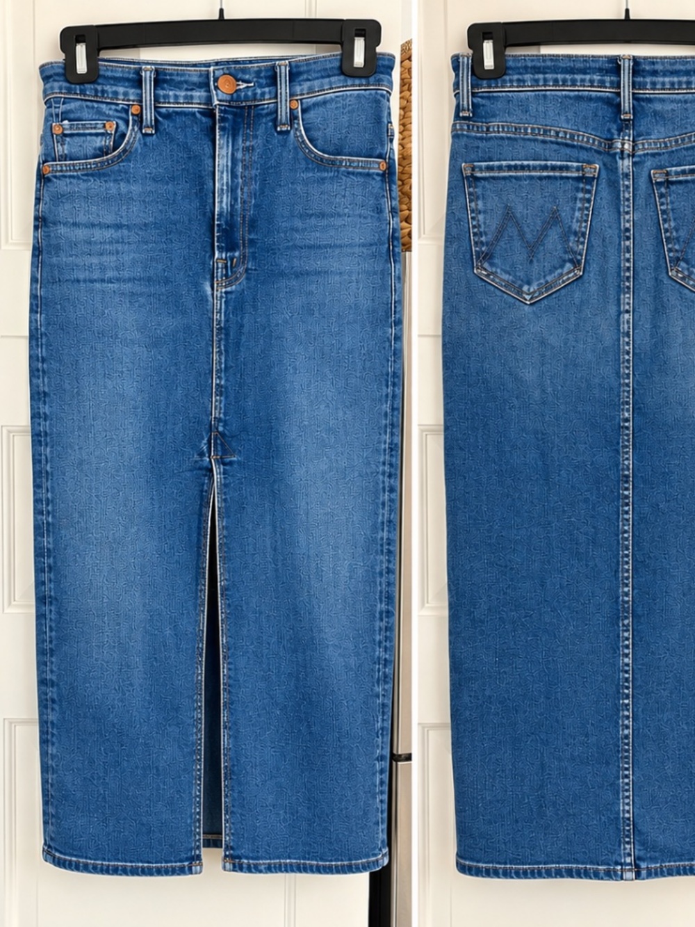 MOTHER The Reserve Pedel Pusher Denim Skirt Pencil Midi Size 25